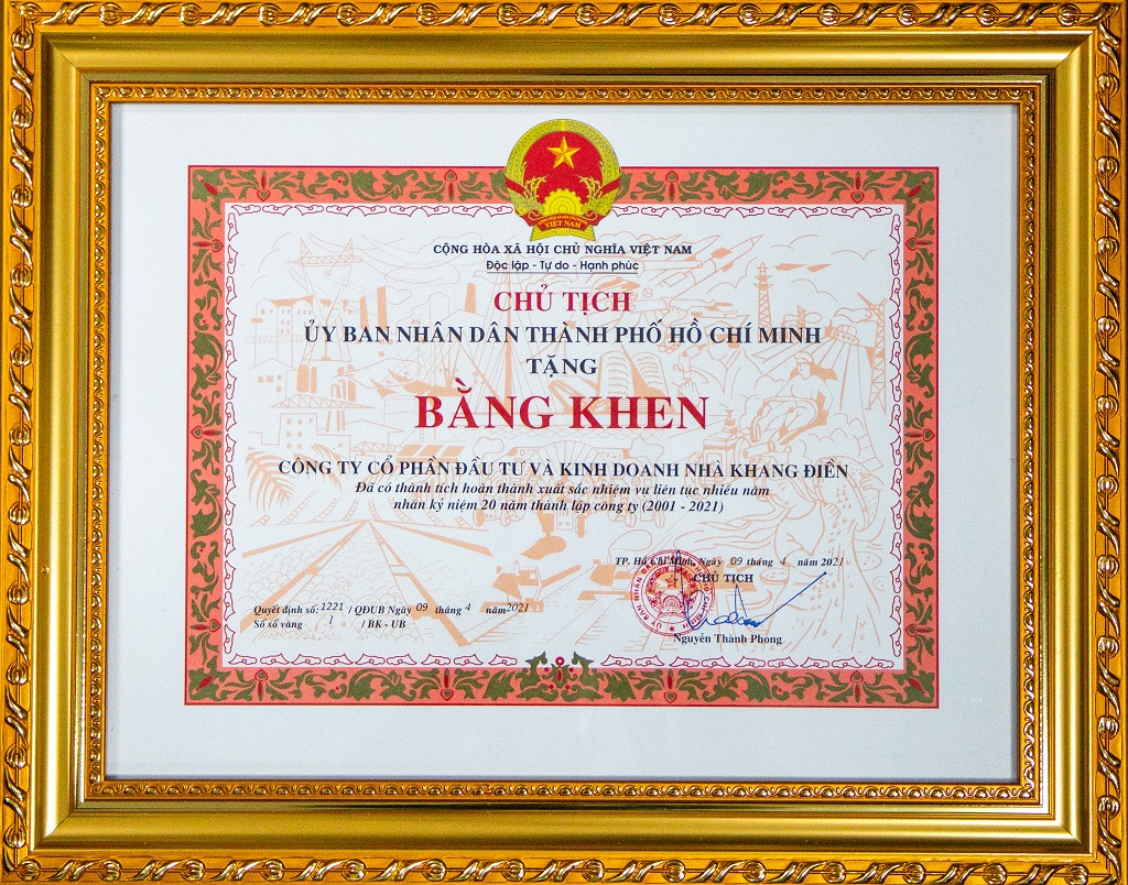 BẰNG KHEN CỦA UBND TP.HCM